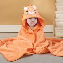 مجموعة روب حمام مع قبعة للأطفال 1 قطعة/2 قطعة، وشاح للأطفال بنمط حيواني مناسب للجنسين، مستلزمات حمام أطفال من الفليس المرجاني الناعم بتصميم كرتوني، مناسب لجميع الفصول - 80*80 سم - مشاهدة 10