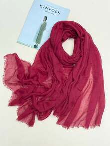 1条女士优雅纯色休闲轻薄围巾，用途广泛，适合日常佩戴、海滩度假、防晒、春秋季搭配连衣裙。 - A - 查看 66