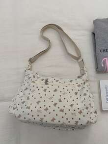 Túi đeo chéo vai có khóa kéo, trang trí nơ xinh xắn mới, rất cần thiết cho công việc, đi làm và mua sắm. - trắng - Xem 2