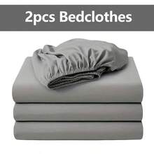 2pcs Solid Color Brushed Fitted Sheet, Soft & Breathable Bedding, Suitable For Bedroom, Guest Room, Machine Washable, Durable, Wrinkle-Resistant, Deep Pocket Fits All Mattress Sizes Twin/Full/Queen/King, 11 Elegant Colors, Easy To Clean Fitted Sheet, Ideal For Home And Hotel Use, Great Christmas Gift