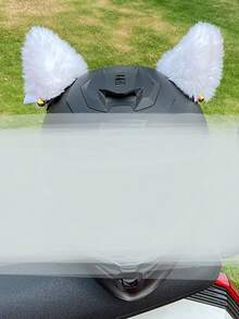 可拆卸毛绒猫耳装饰，带铃铛，适用于电动摩托车、骑行者、滑雪头盔 - 彩色 - 查看 12