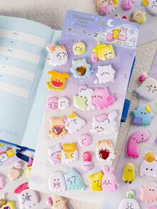 1张3D立体贴纸，可爱装饰贴纸，图案为一只萌萌的小猫，3D泡沫贴纸，小动物3D泡泡贴纸，适合装饰笔记本电脑、手机壳、水瓶和其他DIY项目，四季皆宜，是圣诞节和万圣节的完美礼物。 - 彩色 - 查看 7