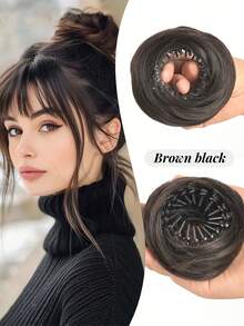 Synthetic Hair Bun With Circle Elastic Clips Straight Donut Updo Hair Wig Bird's Nest Shaped Retractable Hairpieces 4 Inch Stretchable Elegant Women's Magic Bun Maker High Temperature Fiber Suitable For All Hair Types Firm Fit Design Easily Create Stylish Black Bun Maker - Multicolor - View 21