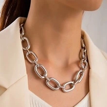 European And American-Border Jewelry Fashion-Hop Short Thick Chain Geometric Necklace Metal Exaggerated Necklace - 30733-nek-g-11 - View 5