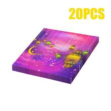100/60/20 buc șervețele de unică folosință de 13 * 13 inch cu temă Ramadan, fundal violet gradient, lună aurie, stele și modele de felinare, potrivite pentru decorarea restaurantelor în timpul sărbătorilor de Eid Al Fitr, banchetelor de sărbători, reuniunilor de familie, cinelor cu prietenii și perioadelor de mese de Ramadan. - Violet - Vizualizare 5