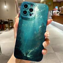 Funda de Teléfono Diseño de Arte Fantasía Castillo Submarino Para  17 15 Pro Max  17 14 Pro  17 13 Pro  17 12 Pro  Galaxy S23 S22 S21 S20 Funda de Protección para Teléfono Regalo de Pareja para Novio Novia San Valentín Cumpleaños - Blanco antiguo - Ver 4