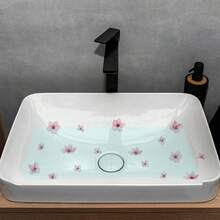1pc Pink Cherry Blossom Sink Sticker, Bathroom Self-Adhesive Waterproof Fresh Floral Decal To Create A Soft Ambiance For Vanity - Multicolor - View 3