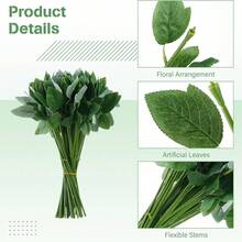 50 Pcs 13'' Rose Stems With Leaves, Fake Flower Stems, Faux Green Leaves Stems, Floral Arrangement Supplies, DIY Artificial Flowers Tools For Bouquet Wedding Party - Màu xanh Bạc hà - Xem 8