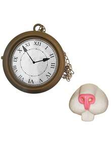 1件白色兔子服装配饰，万圣节派对用品 - 嘻哈风格时钟项链，适合作为派对服装道具 - 多色 - 查看 7