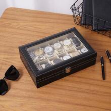 1pc Large Capacity Genuine Leather Watch Box, Men's Watch Box, Oriental Style Men's Watch Box, Men's Watch Display Box, Men's Watch Storage Box, Men's Watch Box Storage Box, Men's Watch Box, Summer Watch Storage & Organization Box, Essential For Travel, Wedding, Holidays, Women's Summer Storage & Organization Box, Back To School Gift - Multicolor - View 5