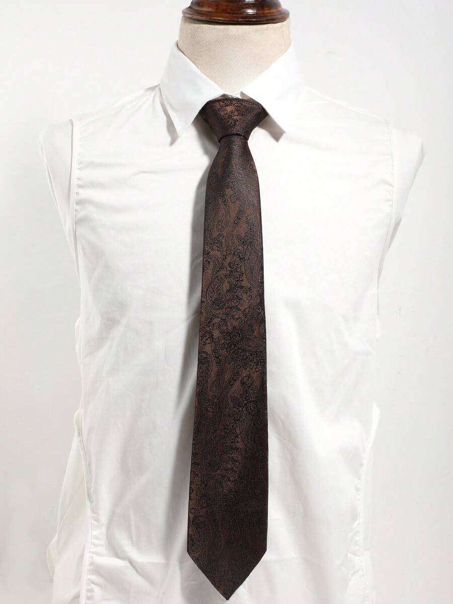 1pc Men's Classic Casual Office Paisley Pattern Necktie, Suitable For Office Wear