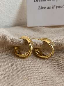 Pendientes de aro de estilo retorcido dorado vintage para mujeres - Nuevos Lanzamientos 2025, de lujo, Elegante joyería para las orejas - Dorado - Ver 6