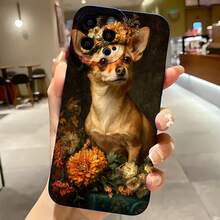 2026 nueva funda de teléfono esmerilada, funda de teléfono con impresión de arte floral de chihuahua para  17 15 Pro Max,  17 14,  17 13,  17 12, protector de teléfono  Galaxy S23 S22 S21, regalo de funda de teléfono para pareja, regalo de vacaciones para novio y novia - Azul Klein - Ver 7