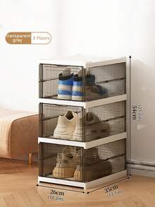 1pc Foldable Plastic Shoe Rack, Collapsible Shoe Organizer, Wardrobe Shoe Storage Box, Space-Saving, Large Sturdy Stackable Sports Shoes Storage Container, Easy Installation