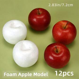 Model jabłka z pianki o średnicy 7,2 cm (2,83 cala), 12 szt., odpowiedni na imprezę cukierkową, szkolny projekt malowania 3D, ozdoba świąteczna, prezent DIY, prezent na Nowy Rok, prezent karnawałowy