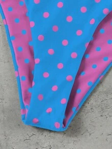 新款春夏欧美时尚性感休闲优雅波点蓝紫色印花三件套女士沙滩度假约会派对比基尼泳衣 - 彩色 - 查看 4