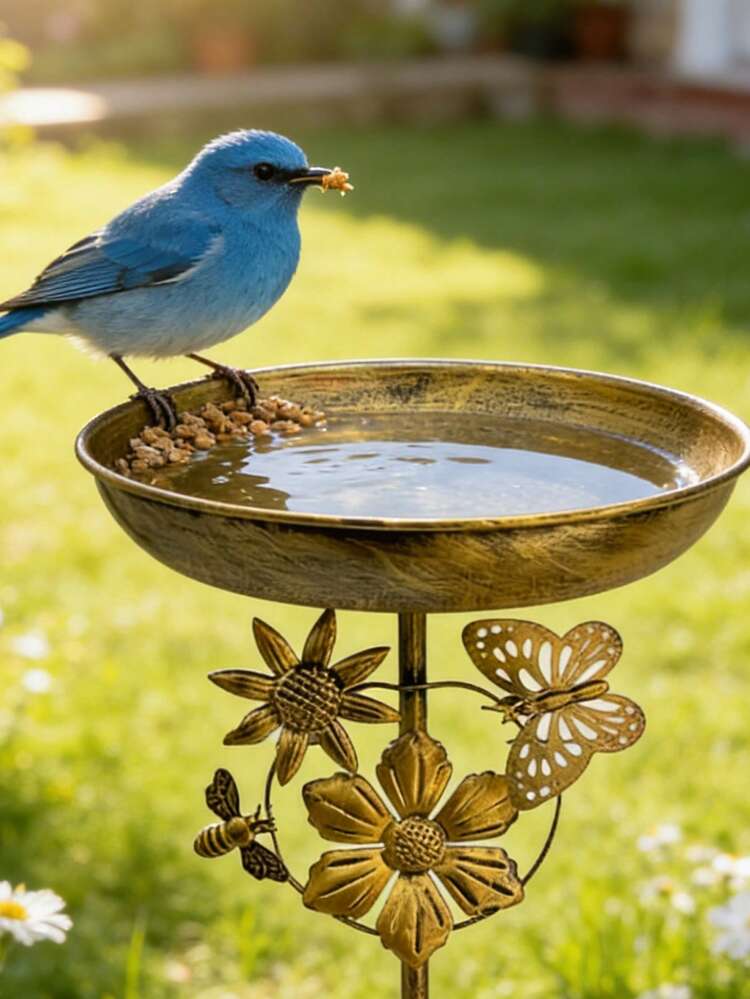 1 Stück Vintage Vogelbad für Outdoor, Metallvogelhaus, Vogelbadewanne für Outdoor, Kolibri-Futterstation, geeignet für Garten, Hof, Terrasse und Rasendekoration, Außendekoration, ideales Geschenk für Vogelliebhaber, zieht Wildtiere an, perfekte Gartendekoration - Verschiedenfarbig - Übersicht 9