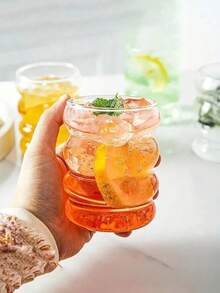 1个330毫升现代可叠放玻璃杯，独特气泡设计水杯，透明玻璃饮具，适用于家庭、办公室和厨房，优雅的玻璃杯，可盛装水、果汁、牛奶、冰沙和冰咖啡，无吸管成人饮料杯，创意礼品，装饰性饮用玻璃杯，采用硼硅酸盐玻璃制成；适合日常使用、派对和聚会；是送给情侣、朋友、家人和现代家居装饰爱好者的完美周年纪念礼物。 - 彩色 - 查看 3