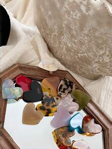 2个撞色心形亚克力发夹，可爱发饰，适合派对、情人节和日常佩戴，包括四叶草发夹、发爪、发夹和发卡。 - 彩色 - 查看 8