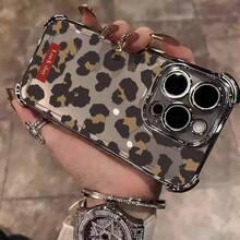 1pcs Leopard Print Phone Case Compatible with Apple Phone17ProMax 16 15 14Plus 11 12 13 ProMax, Antidrop Phone Case, Camera Protection Phone Case, Vintage, Personality, Fashion, Exquisite, Can Be Given To Friends, You Can Give It To Yourself - Negro - Ver 4