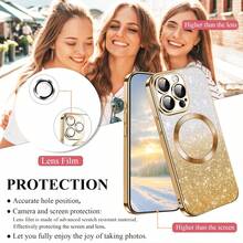 1个金色渐变奢华电镀磁吸无线充电保护壳,带透明闪光纸镜头保护膜,高级电镀软TPU闪光渐变纸亮面防刮防指纹手机壳,兼容苹果17Pro/17ProMax/Air/17/16Pro/16ProMax/16Plus/16/16E/SE4/15Pro/15ProMax/15Plus/15/14Pro/14ProMax/14Plus/14/13Pro/13ProMax/13/12Pro/12ProMax/12/11ProMax/11/11Pro - 金色 - 查看 5