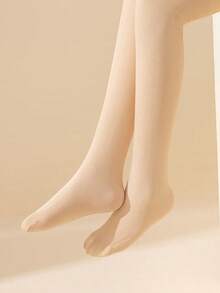 1件装女童/儿童/幼儿纯色紧身裤，亲肤舒适，卡其色、裸色、米色可选，无缝设计，带保暖内衬，适合日常穿着，简约百搭，表面光滑柔软舒适，公主/可爱风格，适合春季、冬季日常穿着，优雅时尚，可作连体衣、户外紧身裤，适合返校季，学生适用 - 卡其色 - 查看 2