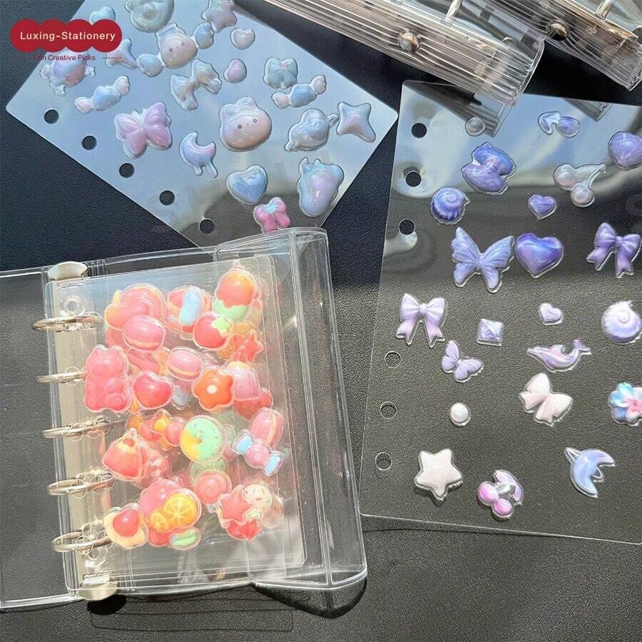 1套A6 A7 M5透明活页夹内页，印章簿，贴纸背衬，透明贴纸簿，贴纸垫，文化邮票页，邮票册补充页，3D贴纸簿贴纸板，贴纸簿，用于制作贴纸簿，书籍封面，办公用品