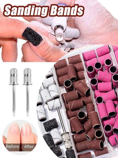 25pcs Nail Drill Bits - Suitable For Nail Drill #80 #180 #120 Grit Zebra Striped Brown Professional Sanding Bands, Suitable For Acrylic Nail Gel, Manicure Pedicure Tools, Nail Tools, Nail Supplies (Brown, Zebra Striped, Bright Pink)