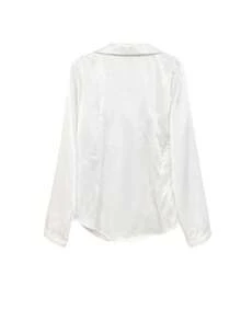 Áo sơ mi satin bóng thời trang xuân thu dành cho nữ, áo cánh trắng tay dài, áo sơ mi cổ polo phong cách Pháp mới, áo cánh dài tay thanh lịch, áo thời trang và đa năng - trắng - Xem 6