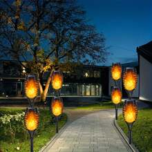 8pcs Outdoor Warm Light Solar Torch Light, Waterproof Solar Light, LED Flashlight For Outdoor Decoration, Suitable For Outdoor Garden And Courtyard Decoration, IP44 Waterproof Courtyard Lighting - Orange - View 6