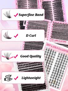 假睫毛礼盒套装，包含1875片假睫毛簇，9种不同款式（浓密/超浓密/戏剧/丰盈/全效/尖刺），防水睫毛簇套装，适合初学者和熟练用户，在家即可轻松佩戴，柔软舒适，易于打造自然妆容，日常妆容适用。