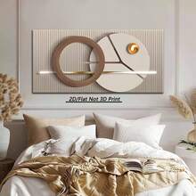 1-Piece Brown And White Minimalist-Style Canvas Wall Art, Medium-Sized Gallery Wrapped Geometric Print, Ready To Hang Home Decor For Living Room, High-Quality Printed Artwork With Sturdy Wrapped Frame, Perfect For Modern Interior Design - Multicolor - View 5
