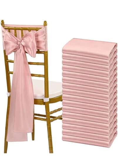 10pcs Rose Gold Satin Bow Chair Back Decor, Satin Bow Chair Decoration, Suitable For Home, Kitchen, Reception, Restaurant, Events, Parties, Hotel Decoration
