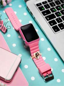 1pc Personalized Watch Band Charm, Customized Photo Watch Accessory, Blank Watch Band Decor Rose Gold Suitable For Silicone Smart Watch Band Accessory, Silver, Gold And Rose Gold Customized Watch Band Charm, Ideal Gift For Women, Girlfriend, Boyfriend, Dad, Mom, Family, Friends, Suitable For Anniversary, Birthday, Graduation, Prom, Party, Women Jewelry - Gold - View 6