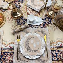 100/60/20pcs 13 * 13 Inch Disposable Napkins With Ramadan Theme, Featuring Exquisite Moon Pattern Carving And Hanging Lantern Pattern Design, Suitable For Eid Al Fitr Celebrations, Banquets, Family Gatherings, Friend Dinners, And Restaurant Decoration During Ramadan Dining Period - Champagne - View 10