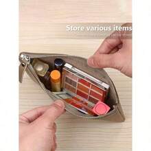 1PC Self-Sealed Leather Wallet & OrganizerAll-In-One Storage For Passport, Driver's License, Cash, Earphones, And Data Cables.Perfect Business-Casual Companion For Women – A Versatile Wallet And Cosmetic Bag In One. - Brown - View 4