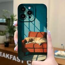 2026 nueva funda de teléfono esmerilada, diseño de perro en sofá rojo para iPhone 17 y modelos de , funda de protección para teléfono, regalo de funda de pareja para novio y novia, presente de vacaciones - Blanco antiguo - Ver 5