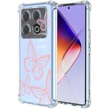 Case For Infinix Hot 40 Pro And Hot 40, Transparent Mobile Phone Case With Pink Butterfly Design, Soft Crystal Protective Silicone Case For Infinix Hot 40 Pro And Hot 40, 37008201 - 霧霾藍 - 查看 1