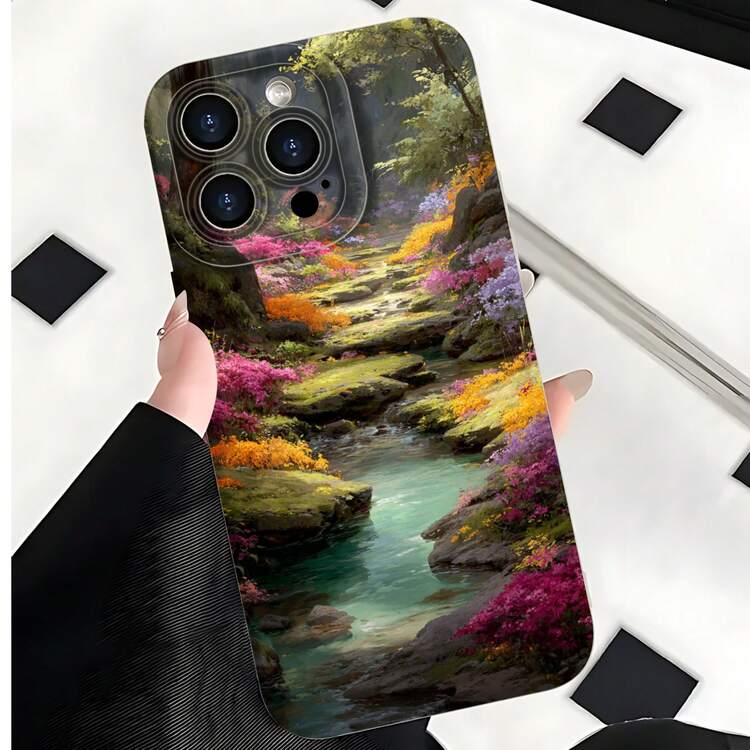 2026 nueva funda de teléfono esmerilada, funda de teléfono con impresión de paisaje floral para iPhone 17 14 13 12 11 Pro Max y  Galaxy S23 S22 S21 Plus, protector de teléfono, funda de pareja, regalo para novio y novia, regalo de San Valentín, regalo de cumpleaños - Blanco antiguo - Añade 2