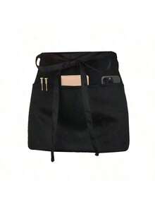 一套黑色女服务员腰围围裙，采用优质涤纶面料制成，带有3个口袋，男女通用，适合服务员、家务、日常生活、清洁、防护穿着，也适合新年、情人节和狂欢节等场合。 - 彩色 - 查看 1