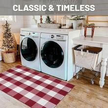IOHOUZE Christmas Buffalo Plaid Rug 27.5 X 43 Inches Outdoor Indoor Doormat Red White Check Area Rug Woven Cotton Checkered Front Porch Mat Christmas Decor For Front Door Entryway Home Entrance,One-Size,RedandWhite24inchx38inchRectangular - 紅白相間 24吋x38吋長方形 - 查看 5