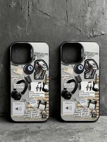 Punk 1pc Rock Music Element Pattern Phone Case, Shockproof Creative Matte Frosted Phone Cover, Holiday Gift For Kids, Compatible With IPhone 7/8/X/XS/XR/11/12/13/14/15/16 Pro Max, A33(5G)/A32(4G)/A52(5G 4G)/S20FE/S21FE/A14(4G 5G)/S23/S23 PLUS/S23 ULTRA/S23 FE/A55 5G/S24/S24 PLUS/S24 ULTRA/A05/A05 - Multicolor - View 6