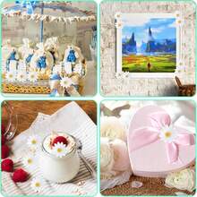 100 piezas de flores artificiales de margarita blanca elegante, adecuadas para decoración de sombreros, decoración de pasteles, manualidades DIY, decoración de habitaciones, decoración de bodas, etc. - Multicolor - Ver 7