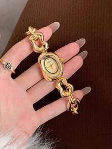 1件金/银不规则形状女士石英表，精致、时尚、独特，适合日常佩戴、生日/毕业礼物和休闲聚会。 - 均碼 - 查看 2