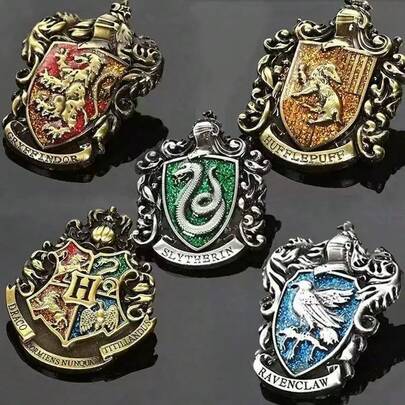1pc Harry Potter House Brooch, Gryffindor, Slytherin, Hogwarts, Metal Cosplay Pin