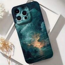 2026 nueva funda de teléfono esmerilada, funda de teléfono con impresión de paisaje de nubes, cielo, océano y atardecer para iPhone 17 14 13 12 11 Pro Max y  Galaxy S23 S22 S21 S20 S10 S9 S8 Plus, funda protectora para teléfono, regalo de pareja para novio y novia, regalo de San Valentín y cumpleaños - Negro - Ver 6