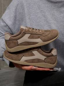 2026 Spring/Autumn Women's Casual Sneakers, Patchwork Design Flat Shoes, Comfortable For Daily Wear, Suitable For Students, Versatile White Shoes, Retro Style Athletic Shoes