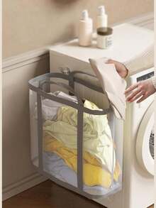 多功能可折叠网状洗衣篮，带提手 - 便携式收纳袋，节省空间，适用于衣物收纳，居家、洗衣房、浴室、房间、宿舍、旅行 - 长方形，洗衣房配件 - 彩色 - 查看 4