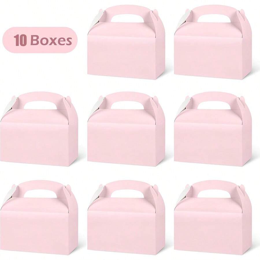 10pcs Portable Gift Boxes, Wedding Cake Boxes, Birthday Baby Shower Party Favor Boxes, Creative Candy Chocolate Paper Boxes