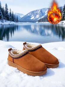 Women's Mini Ankle Boots - Comfortable Faux Suede Wool Lined Winter Boots, Non-Slip Lightweight Ankle Booties, Suitable For Cold Weather, Fashionable Comfortable Casual Shoes, Available In Black, Beige, Brown - Perfect For Daily Wear, Outdoor Activities And Holiday Outfits. Women's Slippers